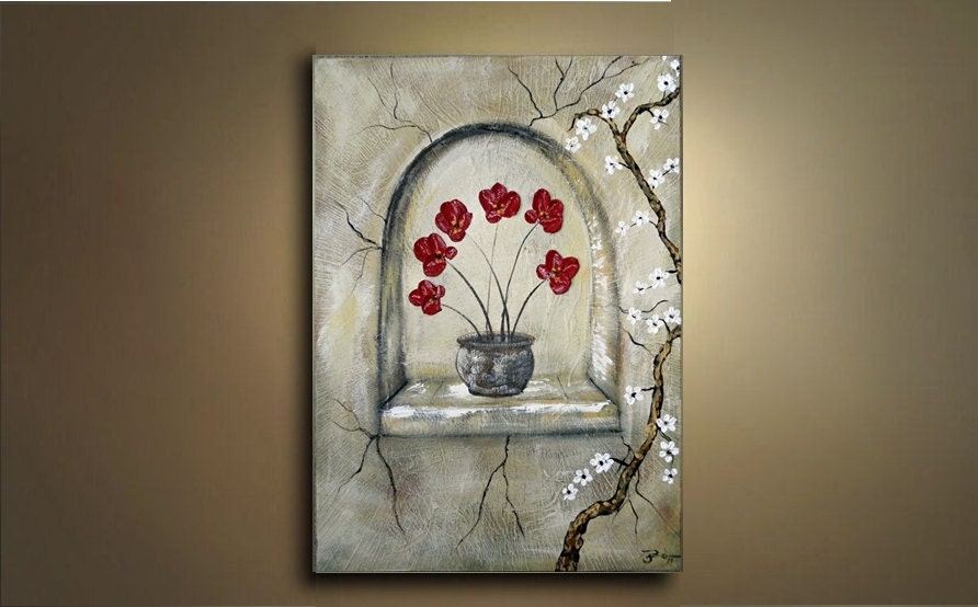 ORIGINAL Abstract Painting Art Landscape tree treescape painting great color 24x18 Modern Contemporary art Texture by OTO