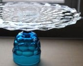 NWR:  Help me find a beautiful (maybe vintage) cake dome w/ stand :  wedding  Vintage Crystal Glass Cake Plate Pedestal Truffle Stand Cupcake Stand Teal Blue 12" Cake Stand / Glass Cake Stand / Wedding Cake Pedestal / Vintage Crystal Glass Cake Plate Pedestal Truffle Stand Cupcake Stand Teal Blue 