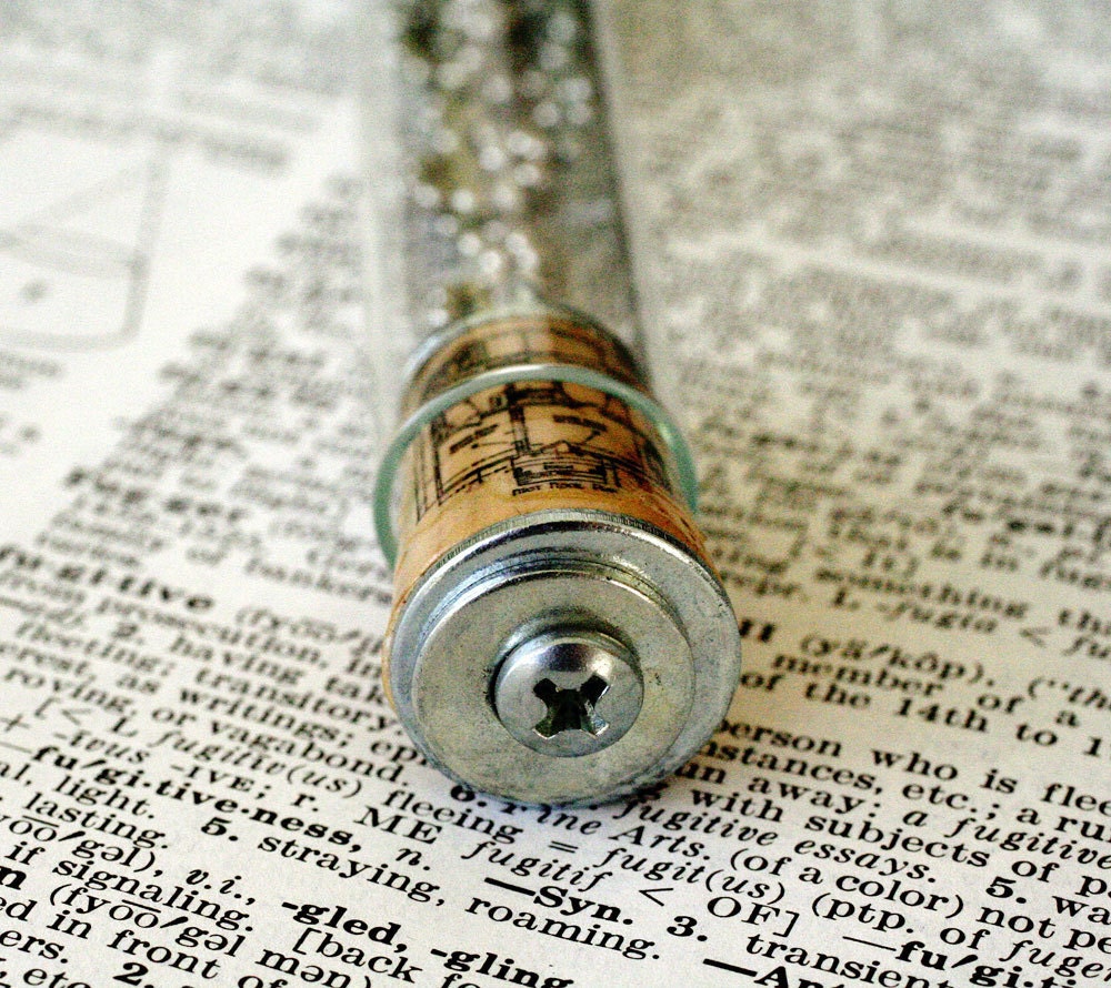 Diagram Necklace - Design a House Cork Jewelry in Test Tube - Upcycled by Uncorked