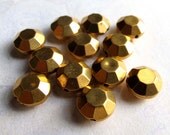 Vintage Metalized Gold On Plastic Faceted Stone Beads (12X) (B679)