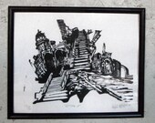Woodblock Print "Getting Up"