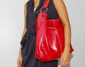 leather carry all - Ton Sai in Scarlet Red - Large Luxurious Leather Tote