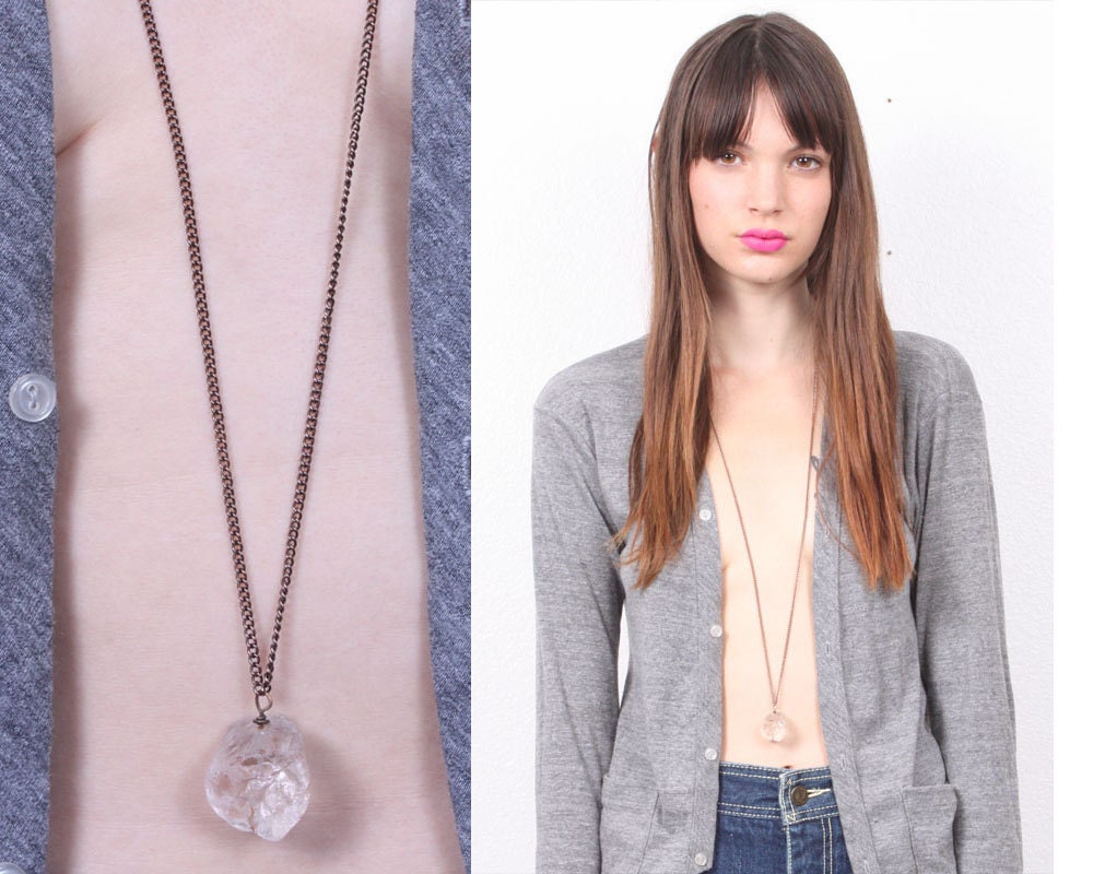 Clear Quartz Crystal Long Necklace