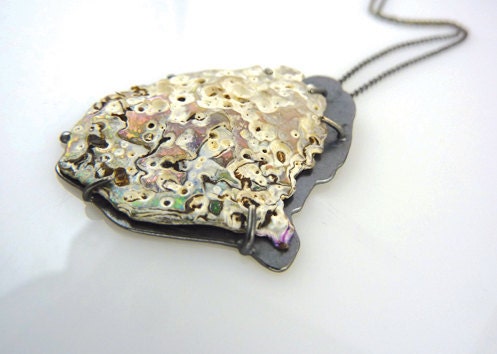 Rustic Sea Shell Necklace - Found Object Sterling Silver
