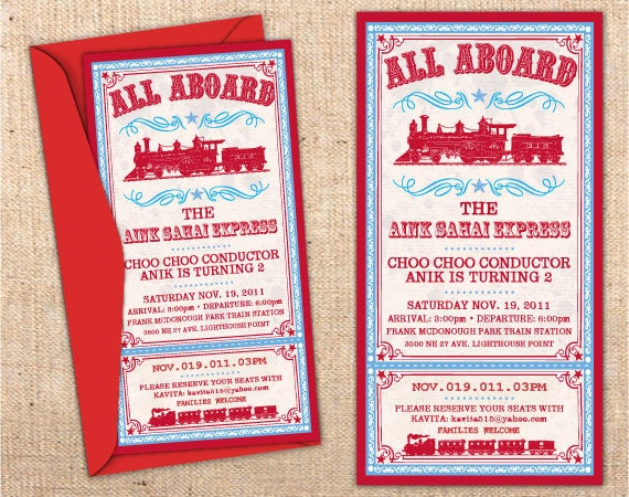 Vintage Train Ticket Party Invitation