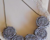 Gray Rosette Bib Necklace