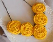 Yellow Rosette Bib Necklace