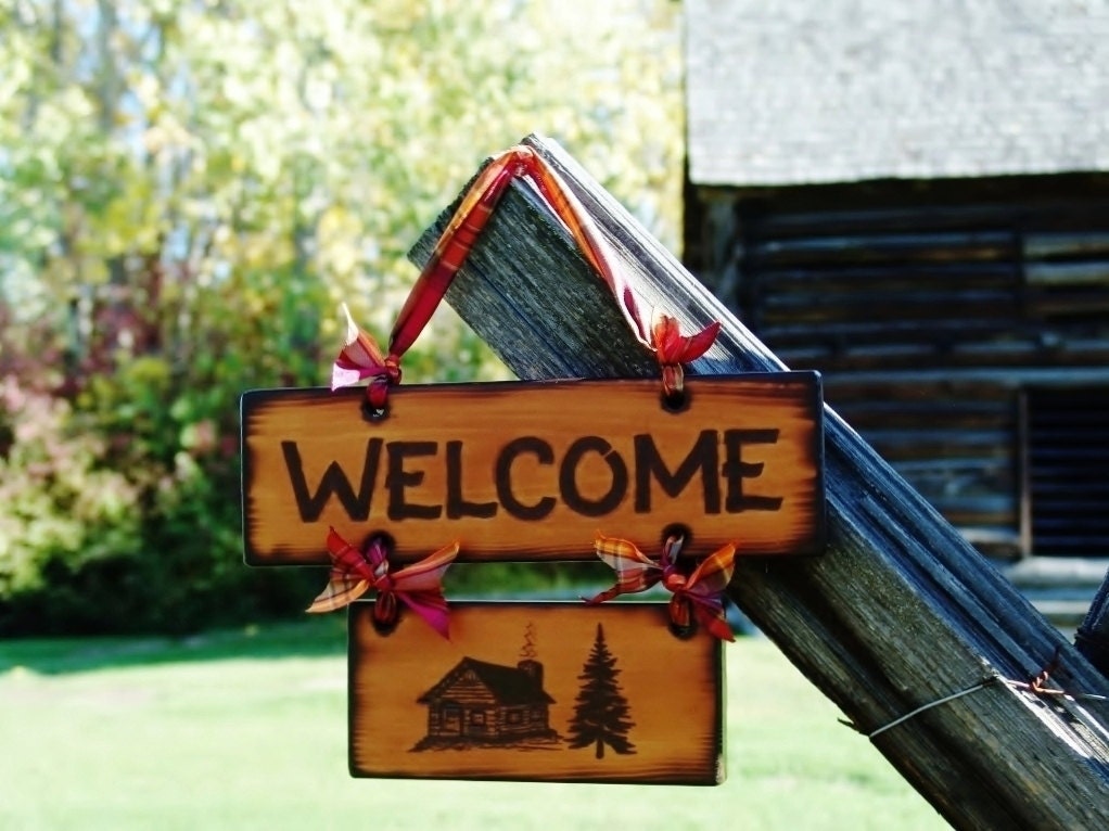Rustic Cabin Decor Log Cabin Welcome Pine Tree