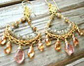 Penny Lane Wire Wrapped Gemstone Chandelier Earrings