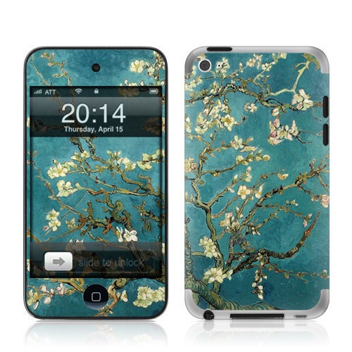 Apple iPod Touch 4G Skin Cover - Van Gogh Blossoming Almond Tree GLOSSY MATTE LEATHER option