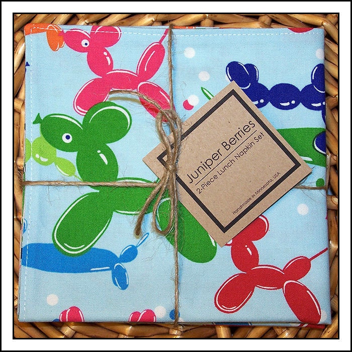 Balloon Animals Pair of Cloth Lunch Napkins