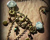 The Wind in the Sails - Elemental Pirate Necklace with Blue Agate and Lockets