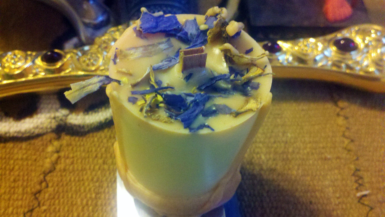 TEMPLE Of THE SUN soy votive candle - powerfully scented, charged with Egyptian herbs - for magic / witchcraft / wicca / meditation