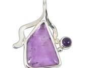 Amethyst and Sterling Silver Two Stone Pendant  pamth1907