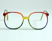80s Oversized RAINBOW Glasses Round Plastic Eyeglasses Frames