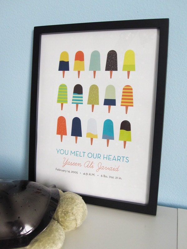NEW - Birth Date Popsicle Print - Boys