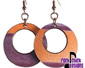 Purple-Orange Vinyl Record earrings -- medium