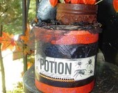 Magic POTION JAR spider tin OOAK for candy or Halloween cookies and spooky treats