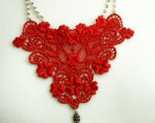 Christina Venise Lace Necklace in Lipstick Red by TinaEvaRenee