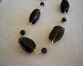 Chunky Black and Gold Wire-Wrapped Necklace