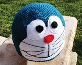Doraemon -ish Hat : Kawaii Anime Japanese-ish Handmade Crochet Beanie Hat