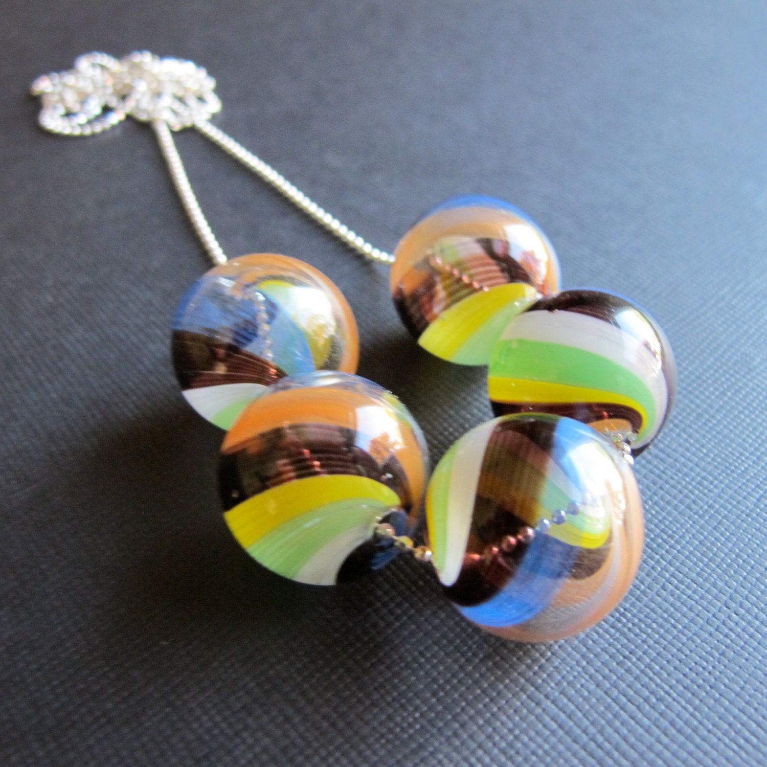 Carnivale...Hand Blown Glass Sterling Silver Necklace
