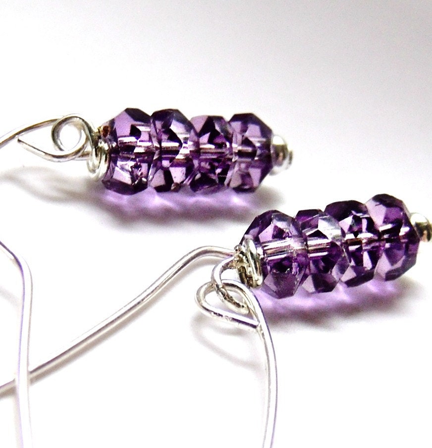 Gemstone Earrings-  Hand Faceted Amethyst Earrings - Purple Earrings - Violet Earrings - Gemstone Jewelry - Amethyst Jewelry