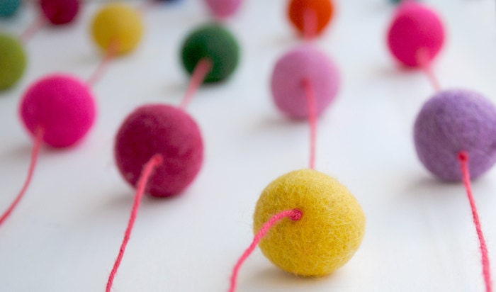 Multicolored Wool Ball Garland