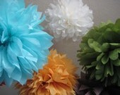 7 Tissue Poms Pom Flowers - Mixed Sized - Choose your Custom Colors - DIY Portlandia Photography Backdrop Newborn