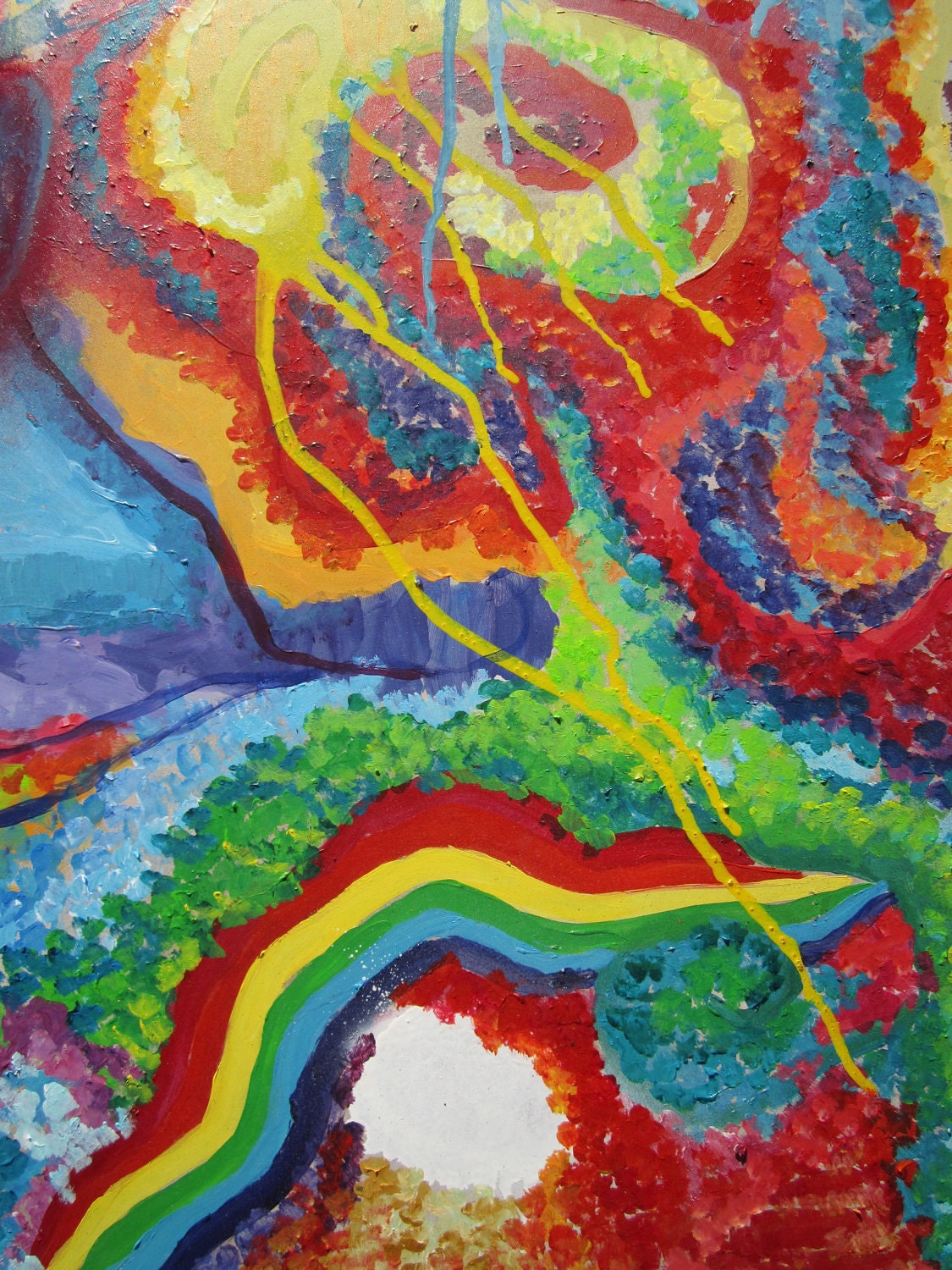 Rainbow Wall Hanging Abstract- Original Painting on Masonite