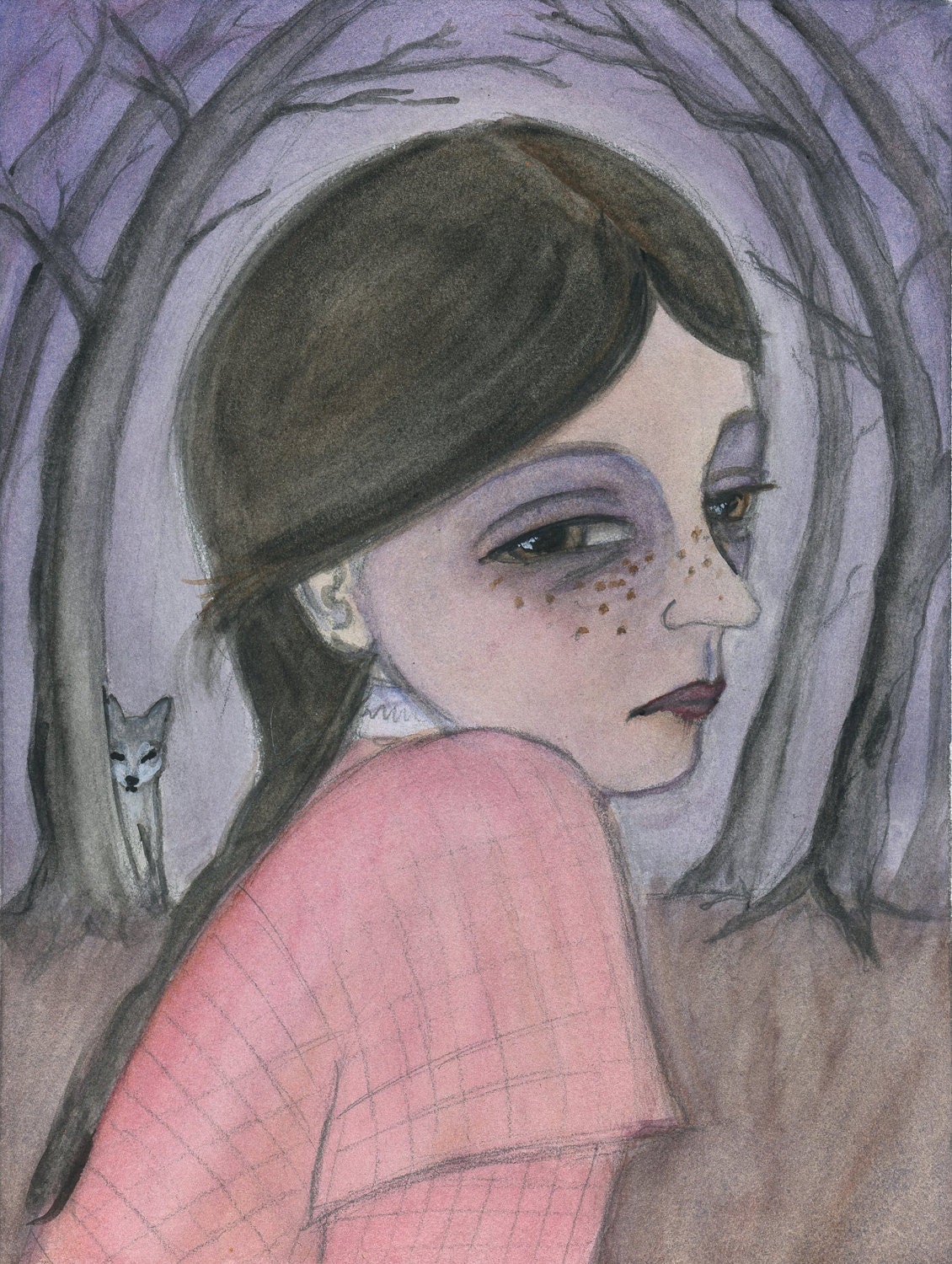 Into the Woods - A Victorian Fairy Tale Illustration 6" x 8" Archival Print