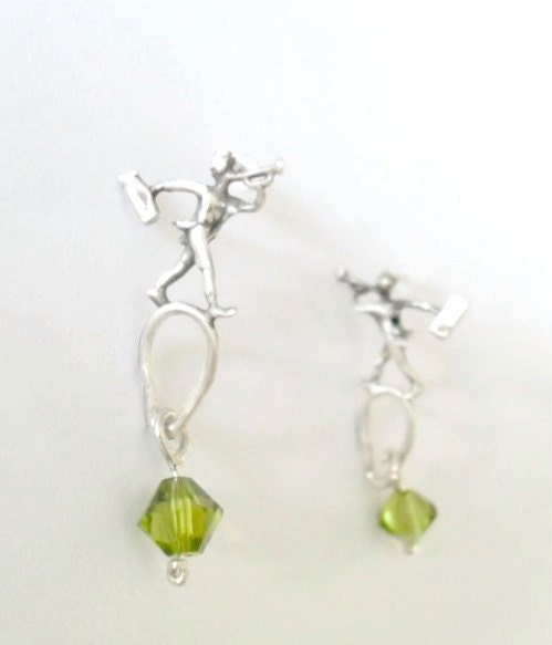 Sterling silver earrings-Clown playing trumpet-