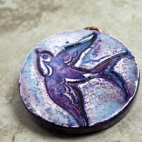 SALE Distressed Denim, Flying Swallow Pendant