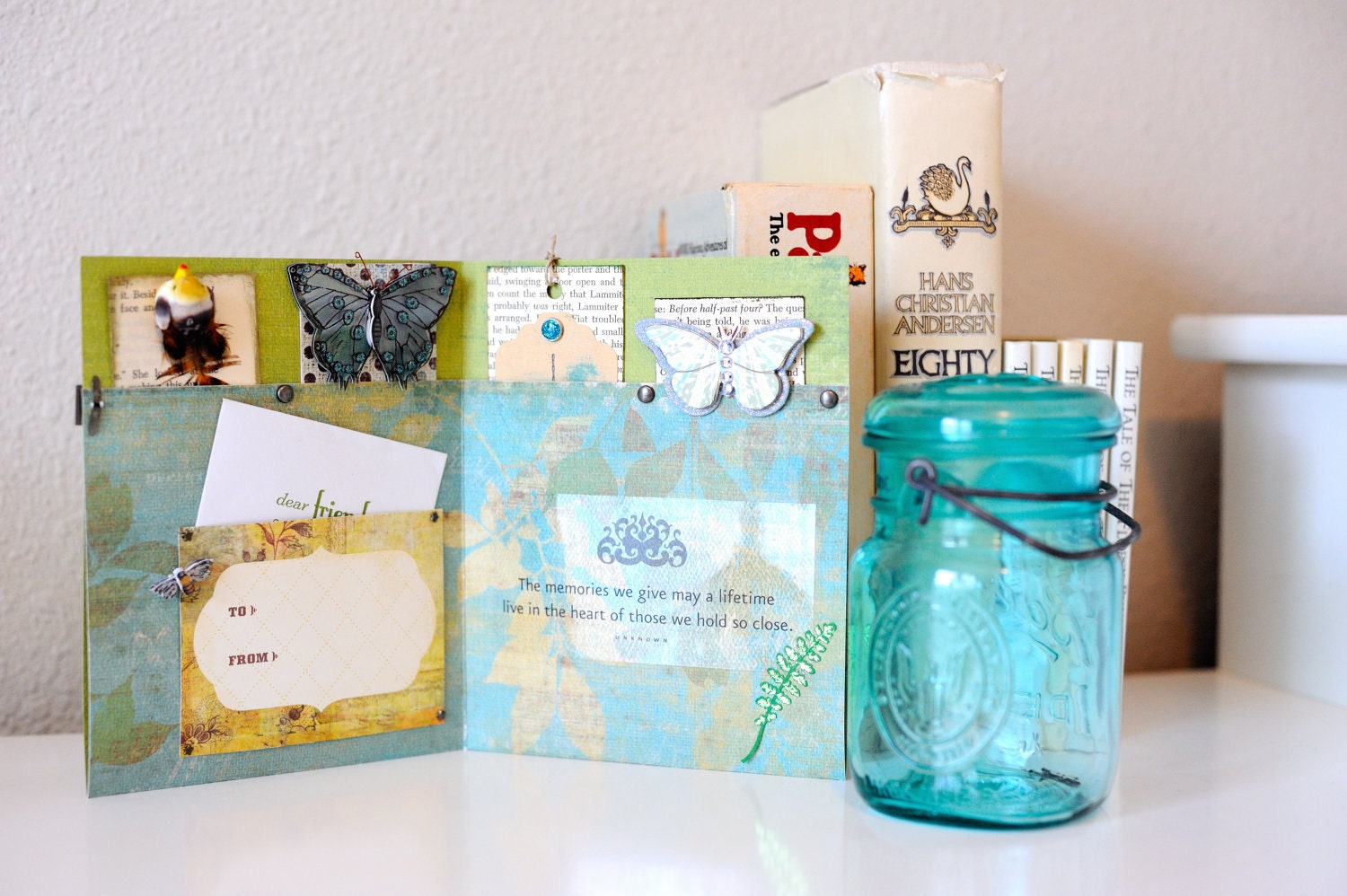 Whimsical Teal Matching Bookmark and Gift Card Set