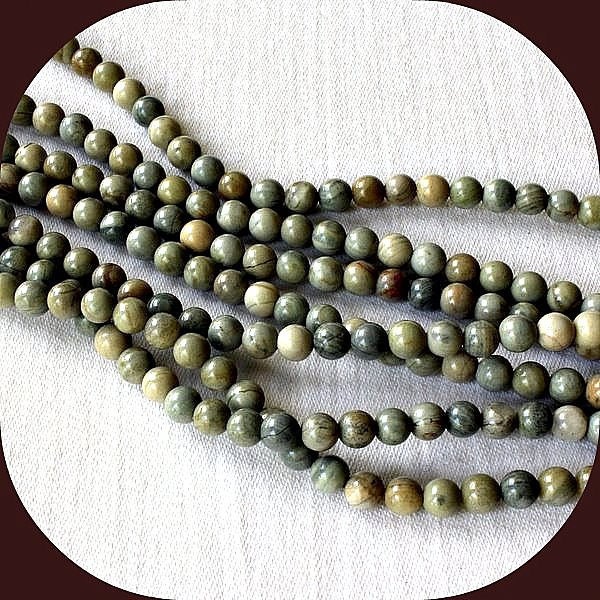 Round 4mm Silver Mist Jasper Beads