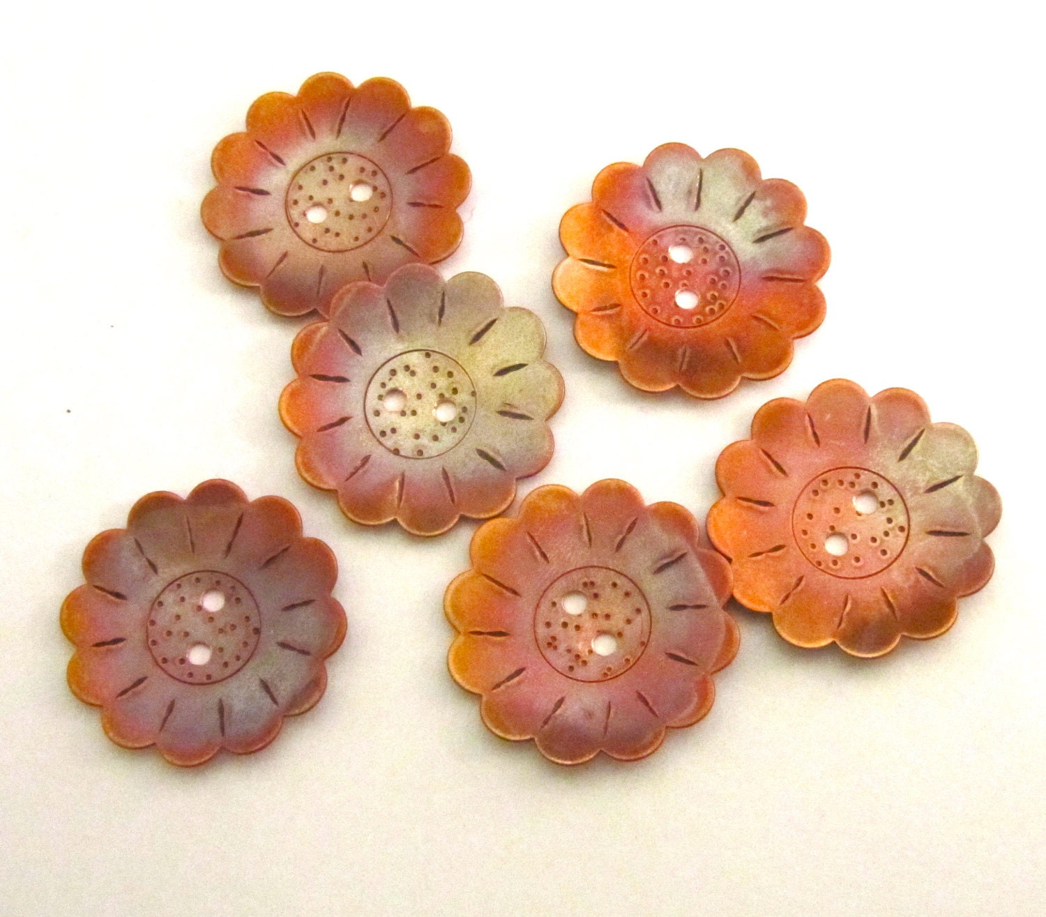 Copper Patina Flower Buttons 1 1/8 inch Decorative Buttons