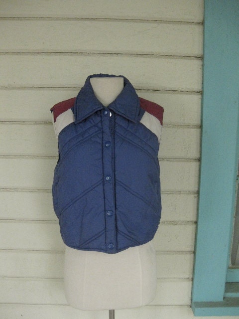 VINTAGE 70s blue quilted winter vest puffy