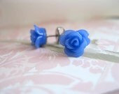 Blue Rose Earrings