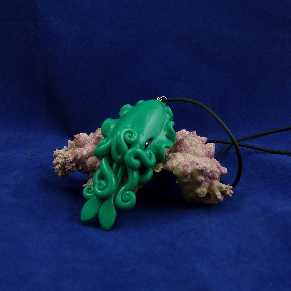 Jade Cuttlefish Necklace - Handmade Polymer Clay Jewelry