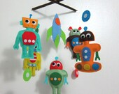 Baby Crib Mobile - Baby Mobile - Felt Mobile - Nursery mobile - Space and Robot Theme (Custom Color Available)