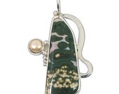 Ocean Jasper, Pearl and Sterling Silver Pendant  pocjh1922
