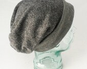 Womens Knit Slouchy Hat in Metallic Gray Wool
