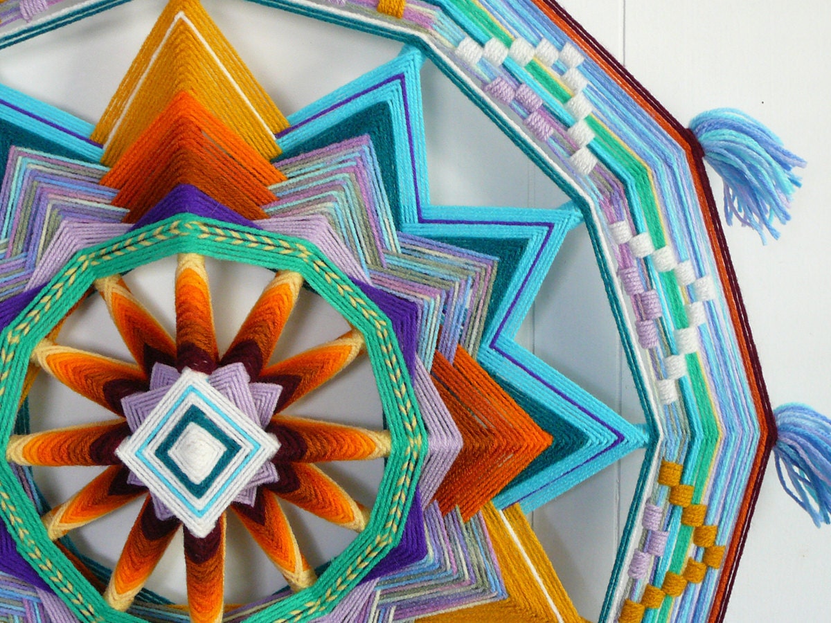 Mystic Eye, acrylic yarns Ojo de Dios mandala, by custom order