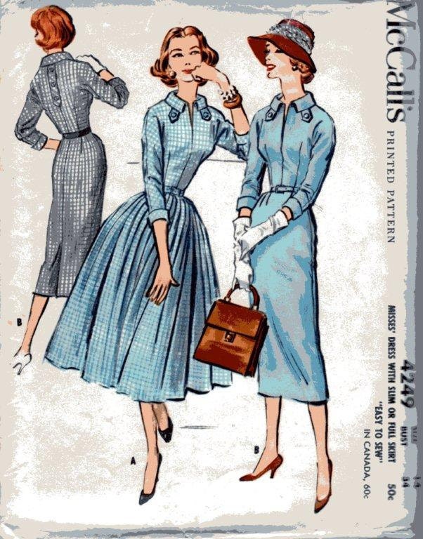 McCalls 4249 Vintage UNCUT 1957 Size 14 Dress Sewing Pattern
