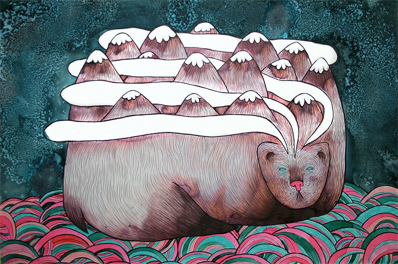 Bear Mountains Illustration "Mediumship" Archival Giclee Print 15x22 in
