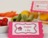 Cupcake Theme Menu Cards - Food Tents -  Place Cards - Food Signs - Birthday Party Decorations in Hot Pink & Zebra (6)