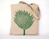 Green Palm Tote Bag in Linen