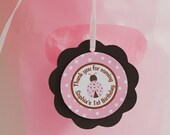 Ladybug Theme Happy Birthday Party Favor Tags - Birthday Party Decorations in Pink and Brown