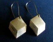 Cubed...Brass Geometric Earrings with 14K Gold Filled Earwires