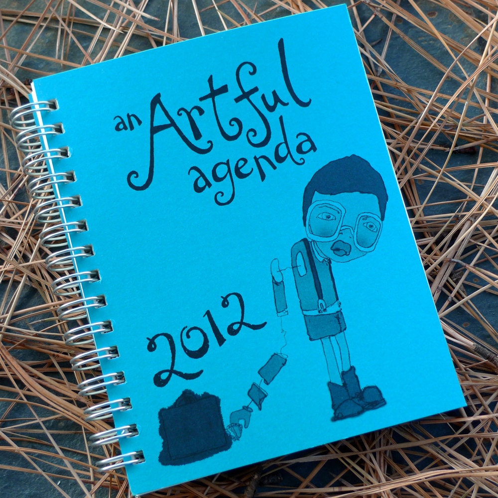 SALE 2012 blue trouble planner by An Artful Agenda- with hand-drawn images for each day of the year